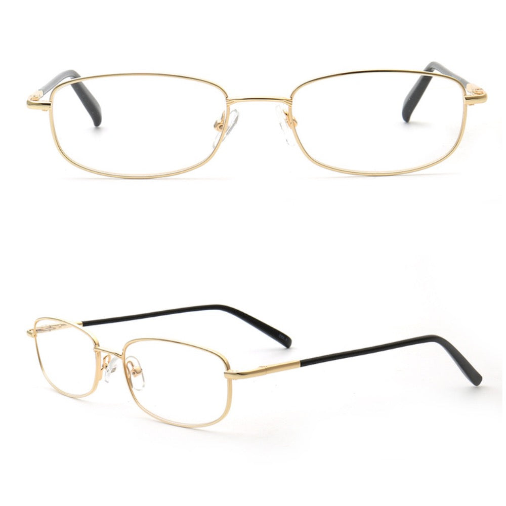 Classic Mens Metal Readers Gold Square Womens Reading Glasses Gunmet