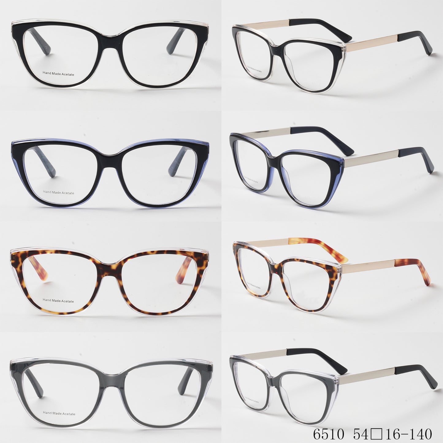 Full rim composite cat eye glasses for women