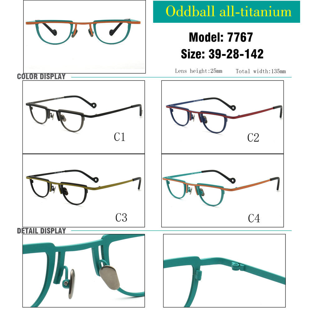 Odd geometric eyeglasses frames titanium vintage