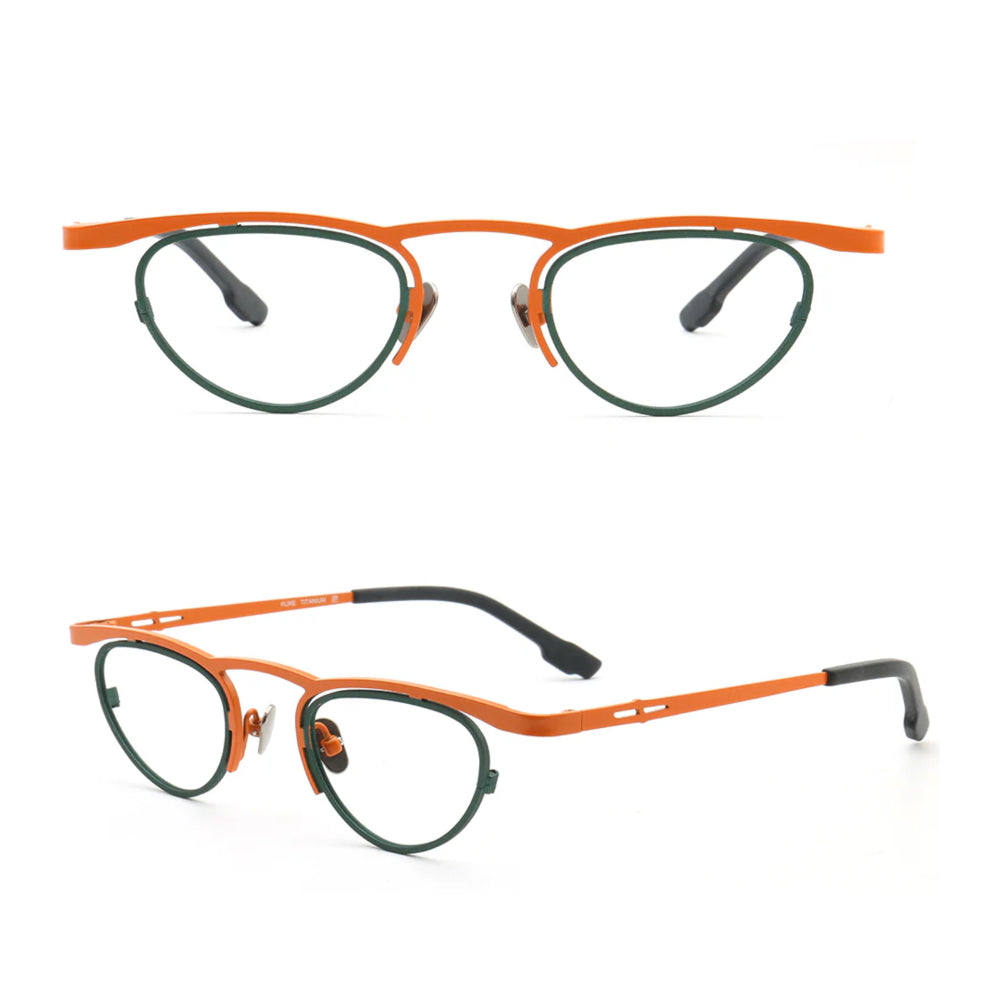 orange funky geometric eyewear frames titanium