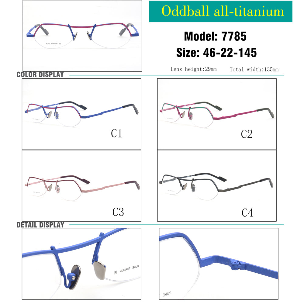 retro semi rimless titanium glasses frames vintage