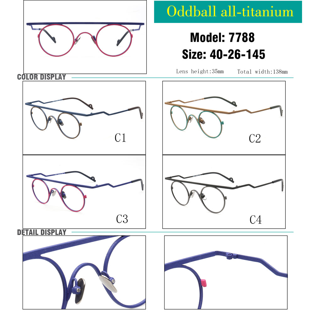nerd vintage round eyeglasses frames titanium geometric