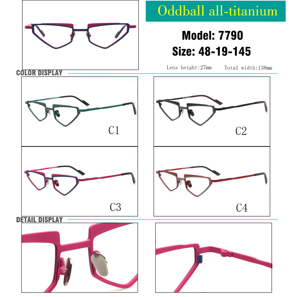 odd fashionable geometric cat eye titanium glasses frames