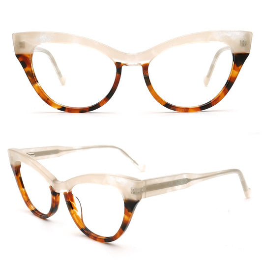 Elva | Funky Womens Cat Eye Tortoise Glasses Two Tone | Vintage Retro Female Optical Eyeglasses Frames
