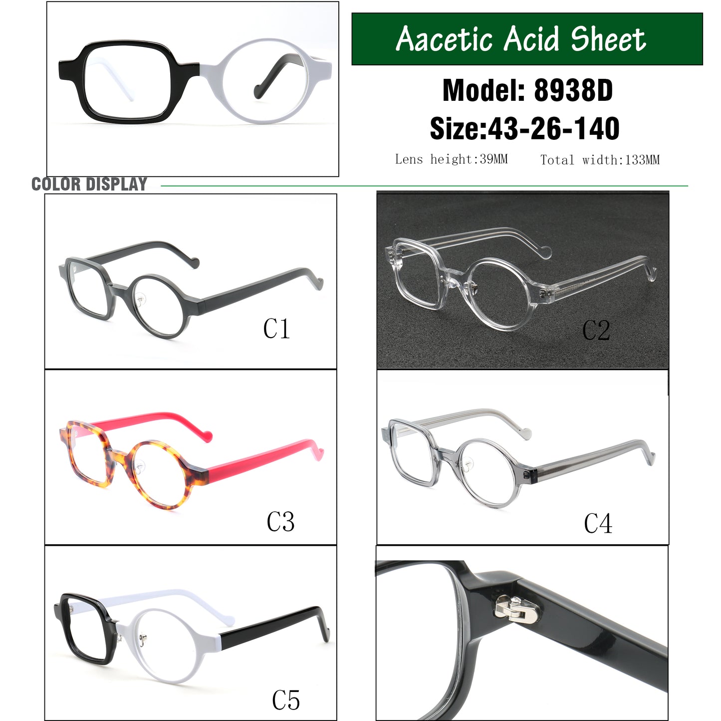 Archer | Stylish Men Mismatch Eyeglasses | Funky Vintage Square Round Glasses Frames Women