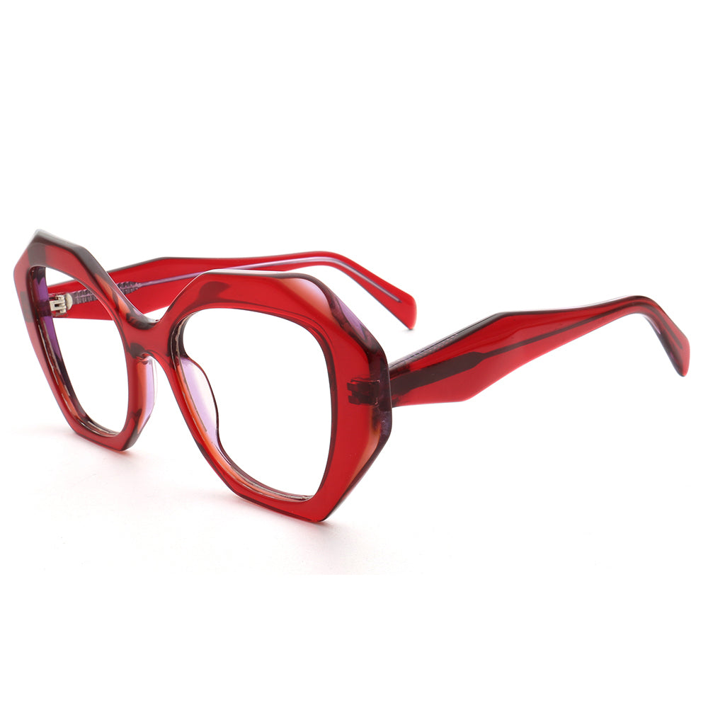 red geometric spectacles eyewear