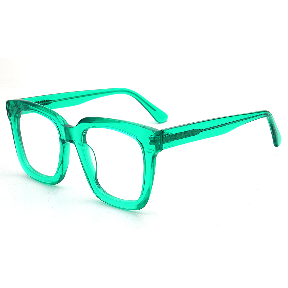 fashionable transparent green square glasses frames 