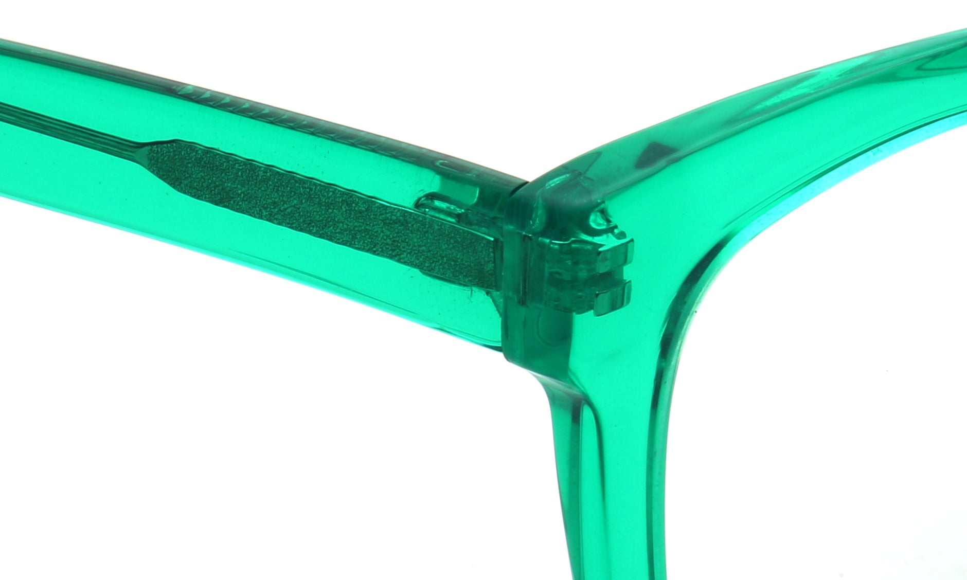 transparent green temple of glasses frames