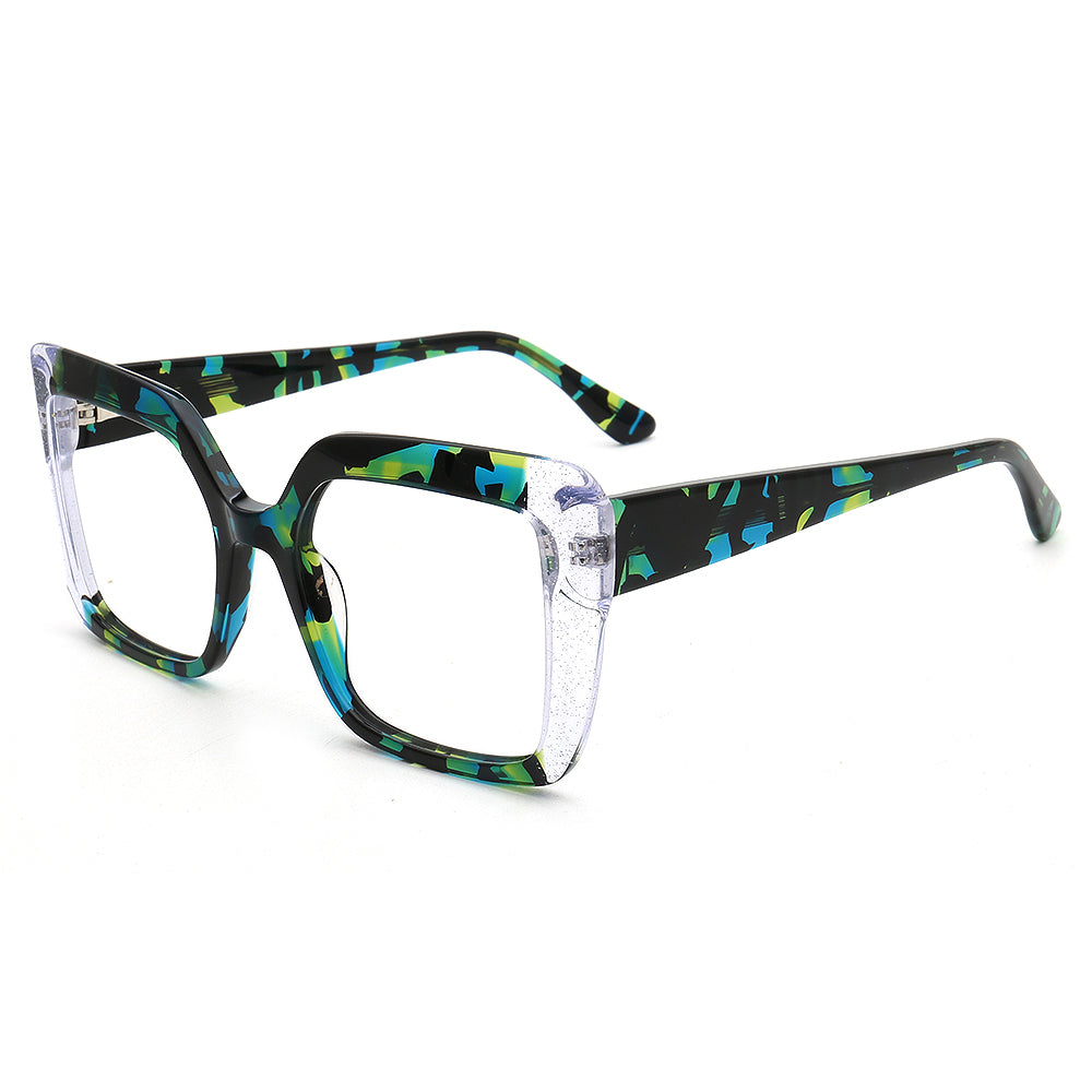 green blue women oversize eyeglass frames