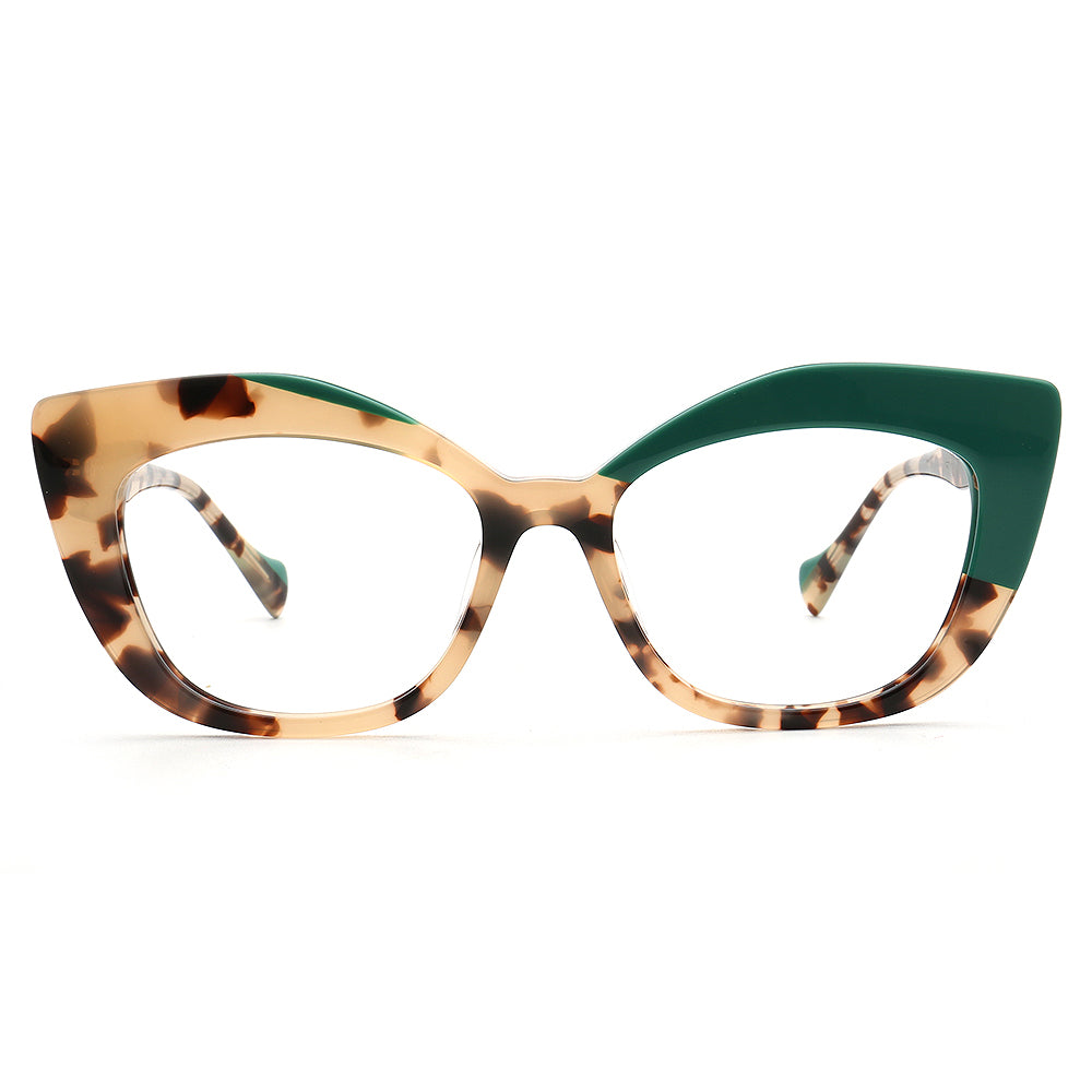 green leopard print retro eyewear cat eye