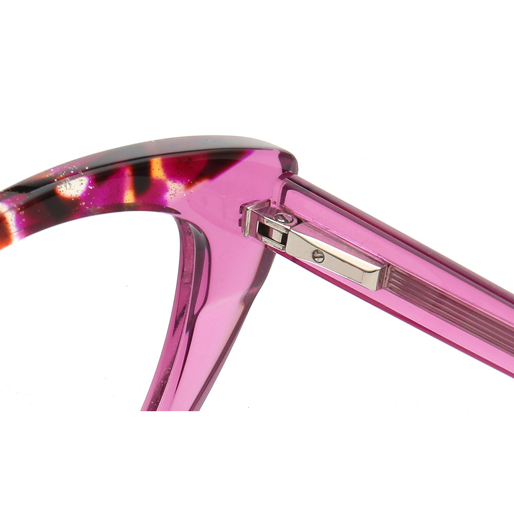 spring hinges of pink glasses frames