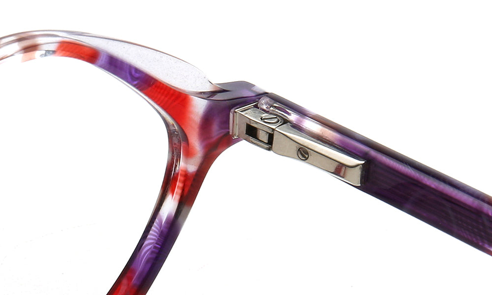 spring hinges of women red eyeglass frames