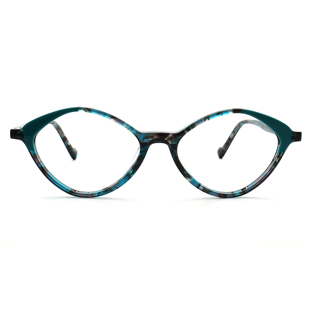 teal geometric eyeglass frames for women