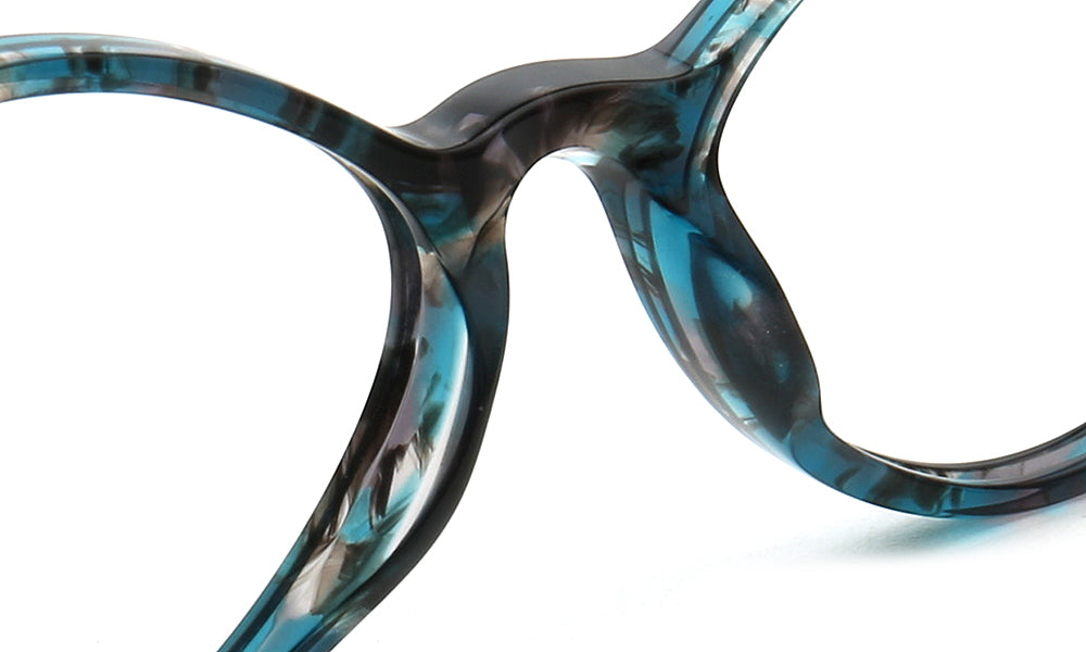 Teal nose pads of women eyeglass frames