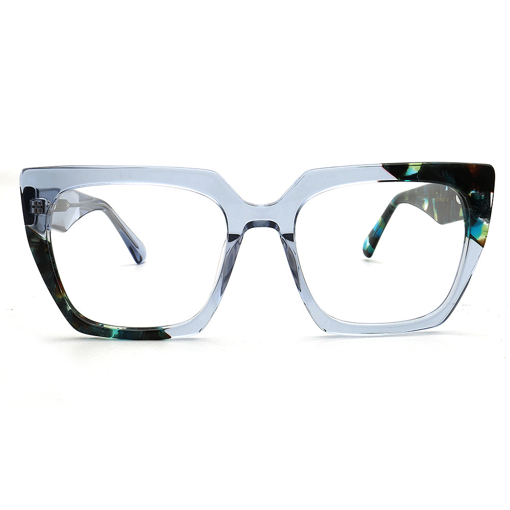 clear blue floral spectacles for women