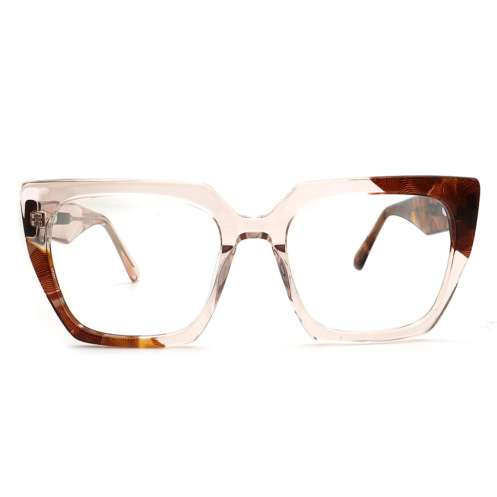 crystal peach square oversize glasses frames for women