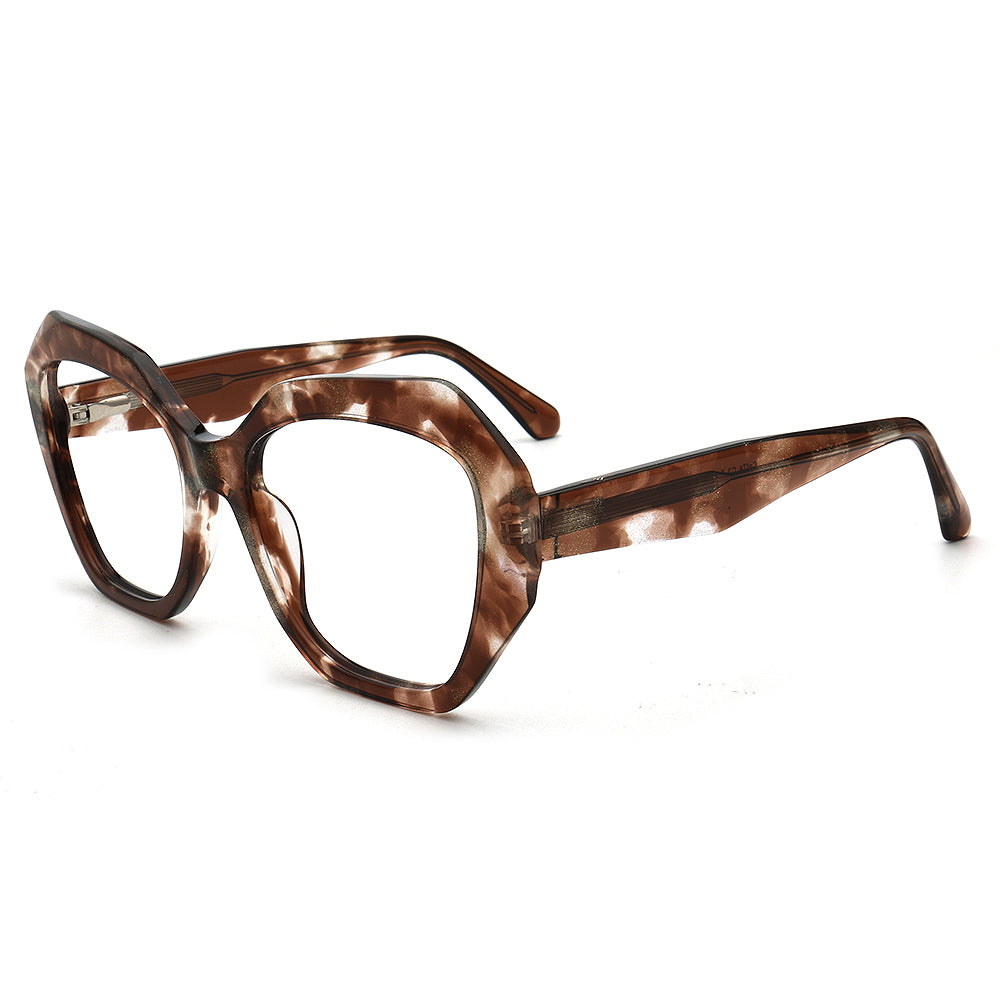 brown geometric eyeglass frames for women stylish