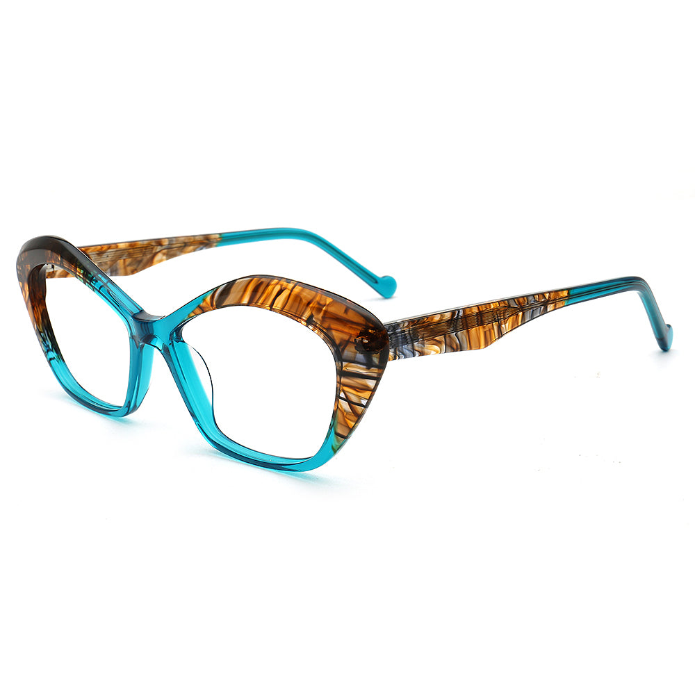 blue cat eye leopard print eyeglasses frames for women