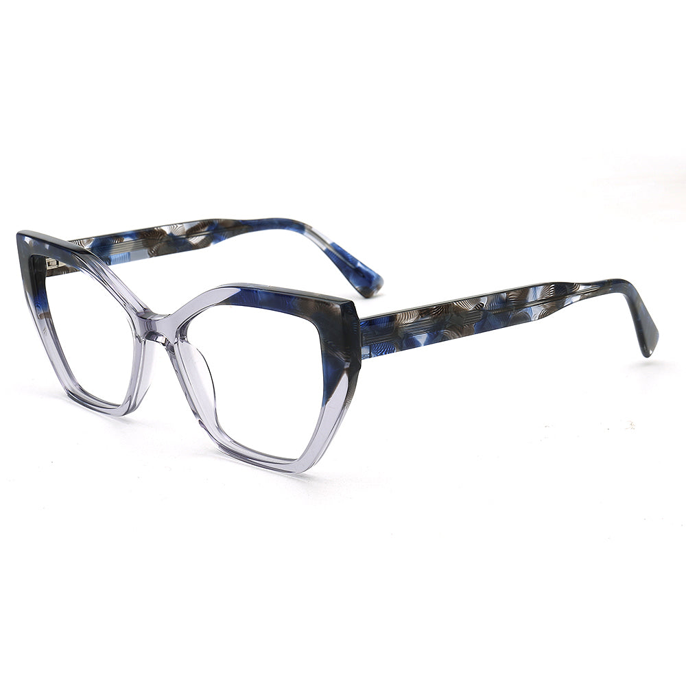 blue floral womens cat eye optical spectacles