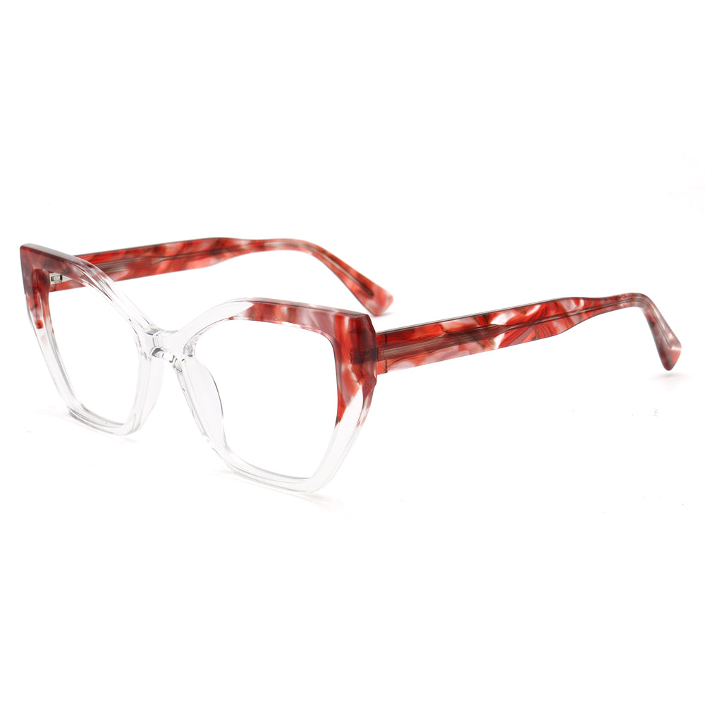 women red transparent cat eye eyewear frames