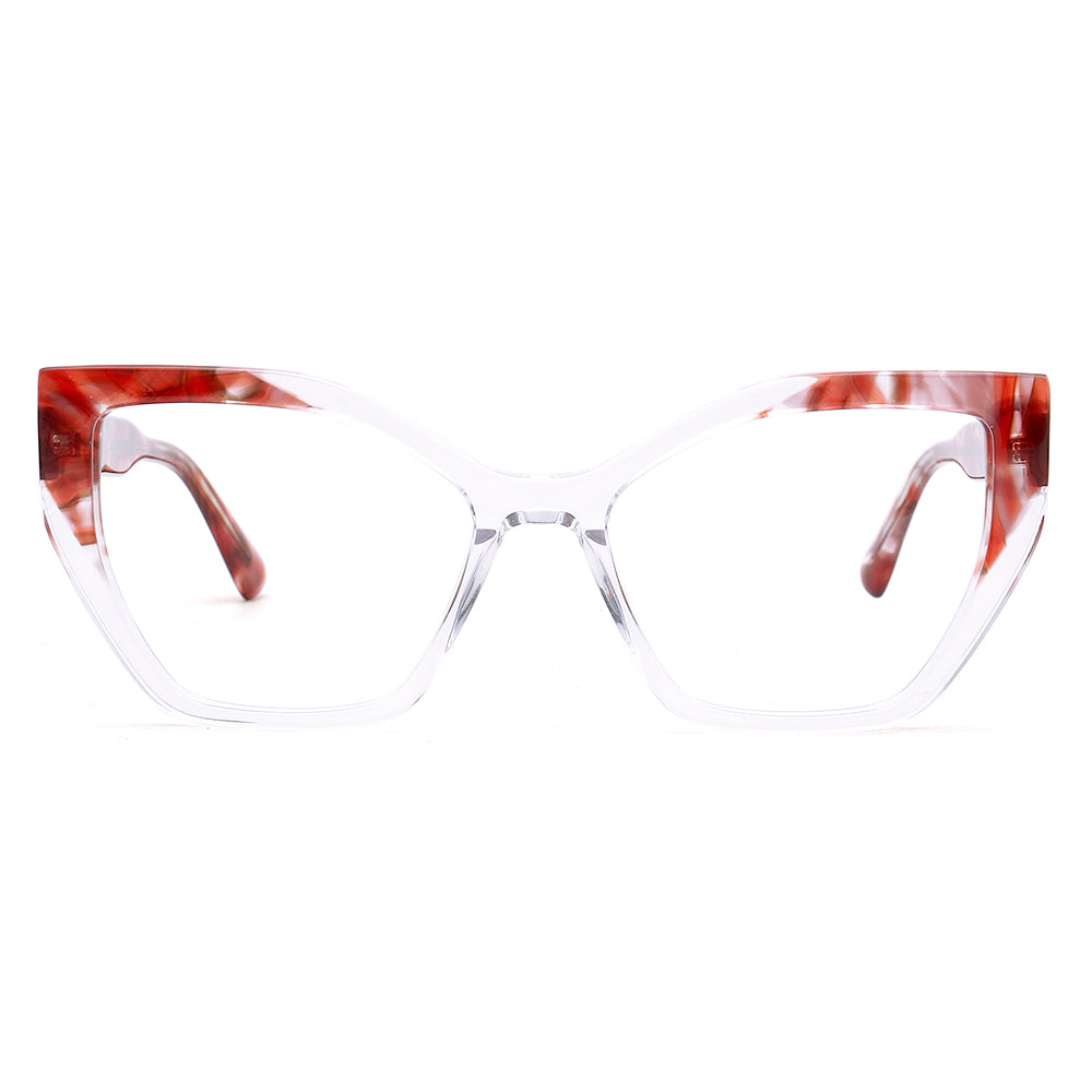 red transparent red glasses frames cat eye