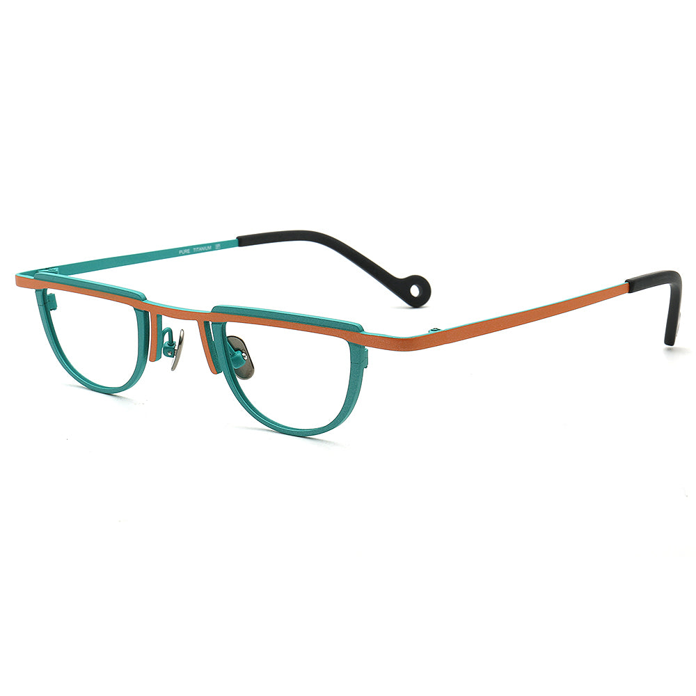 geometric titanium eyeglasses frames orange