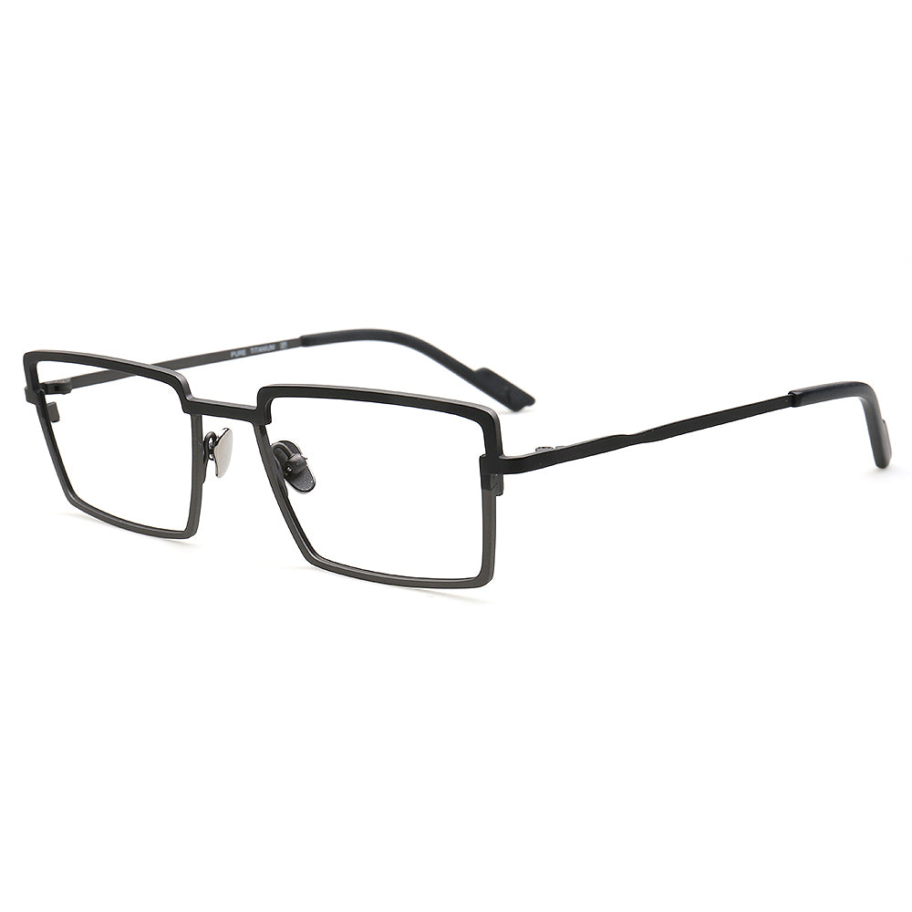 gunmetal mens business rectangle eyeglass frames