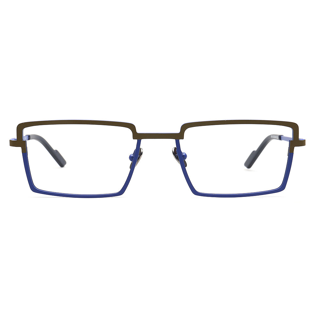 blue titanium spectacles for men classic rectangle