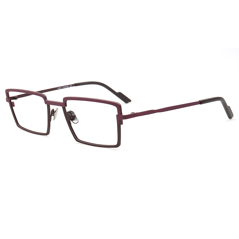 red coffee business rectangle eyeglasses frames for men
