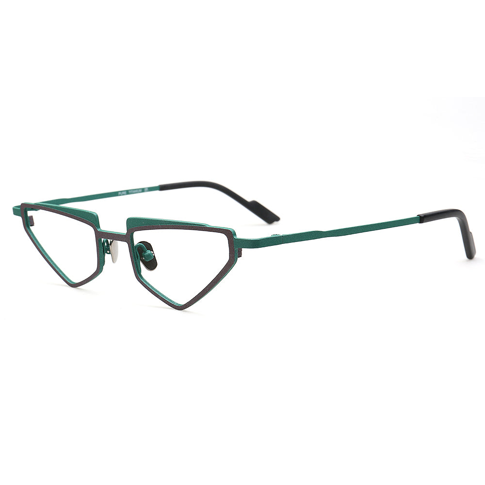 green geometric titanium glasses frames