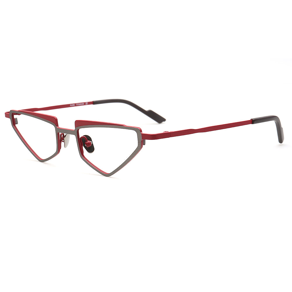 geometric red womens titanium glasses frames