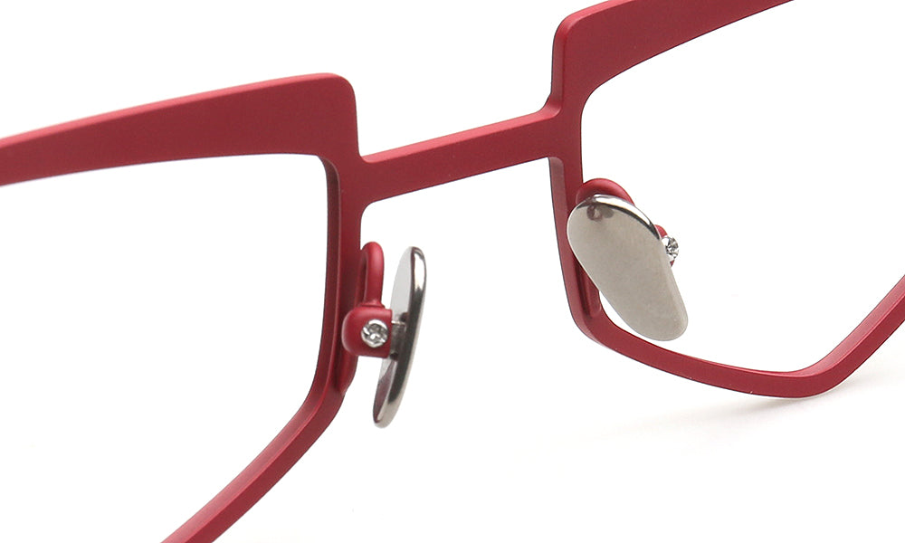 nose pads of red eyeglasses frames