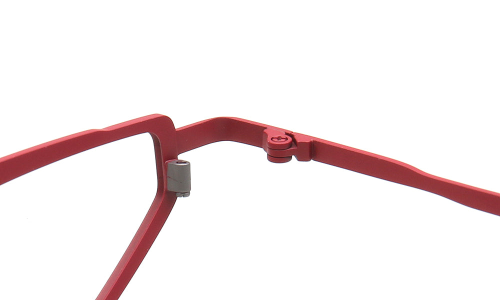 hinges of titanium red eyeglass frames