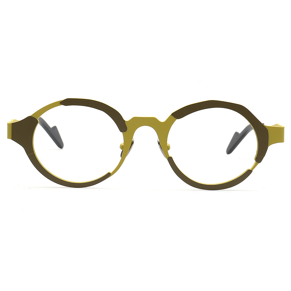 yellow titanium glasses frames round