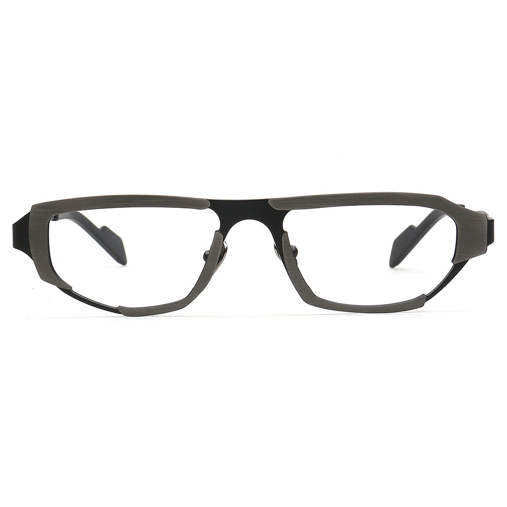 titanium grey glasses frames for men geometric