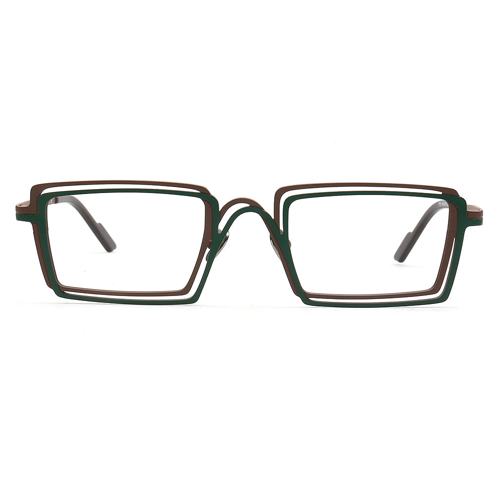 brown green mens funny glasses frames titanium