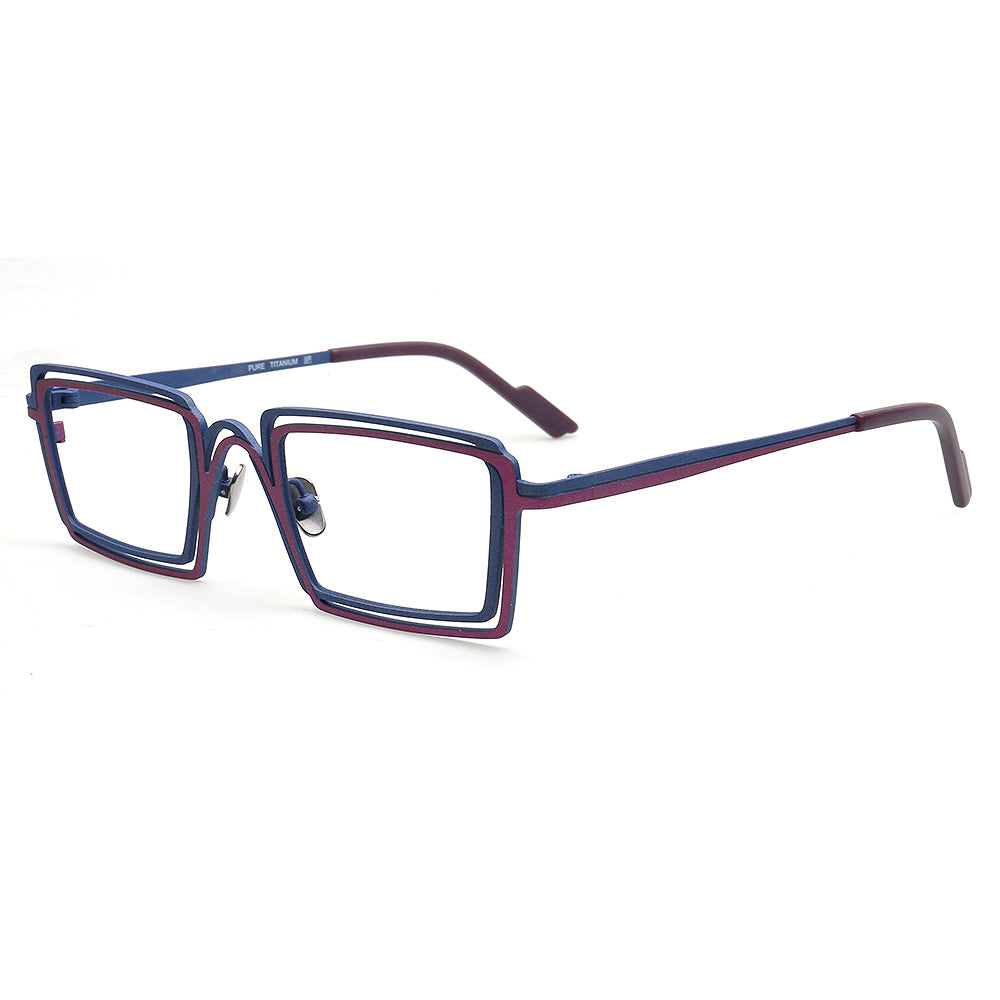 square titanium mens eyeglasses frames double rim