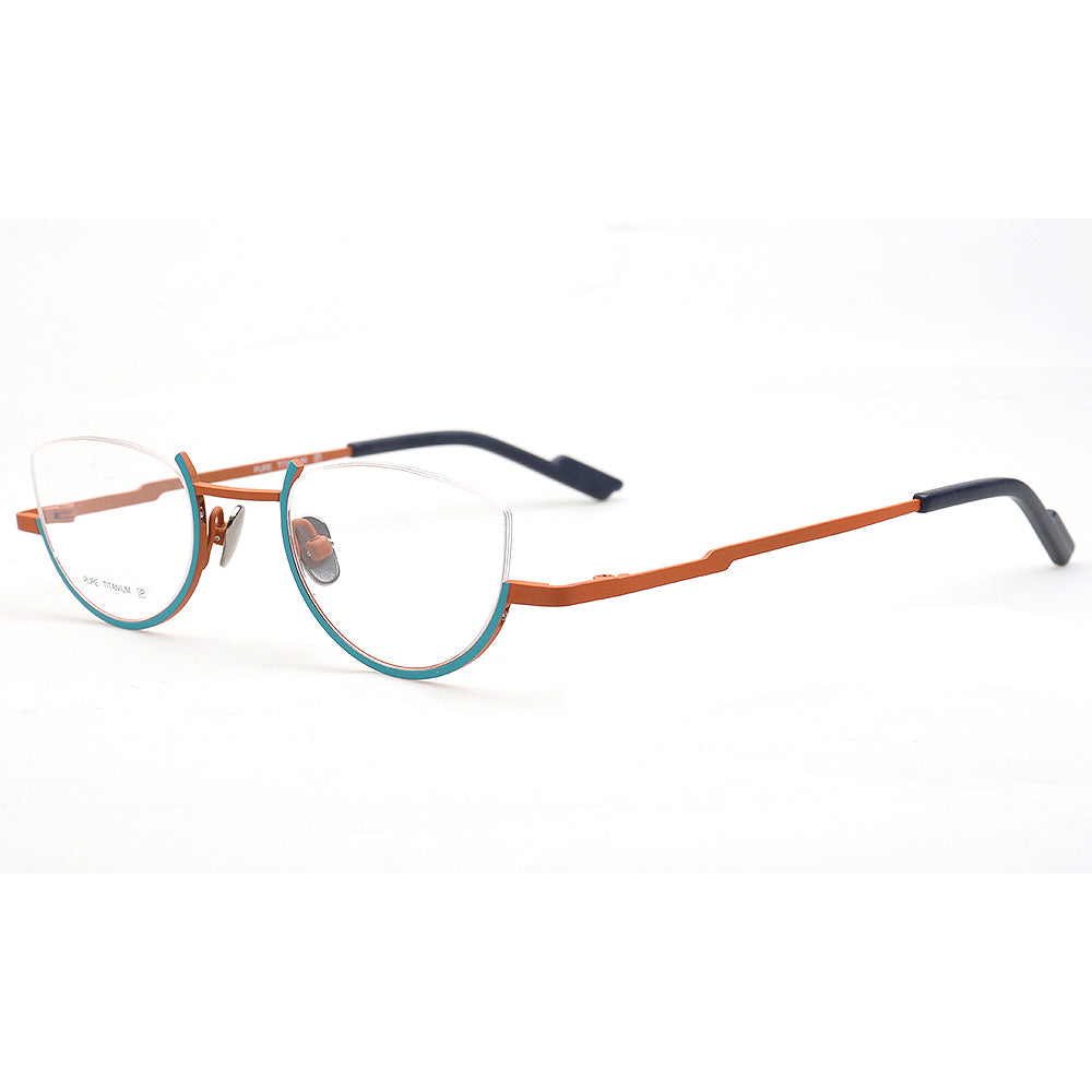 semi rimless titanium glasses frames orange 