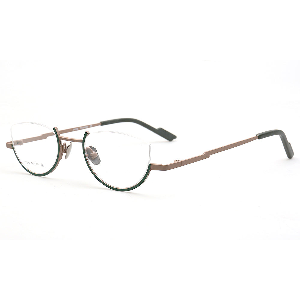 titanium green semi rimless eyewear