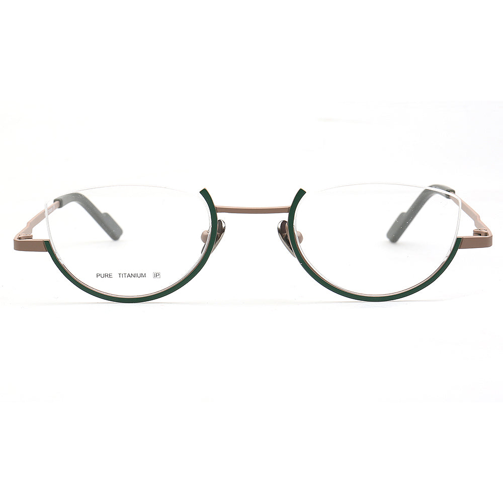 green half rim cat eye glasses frames for womern