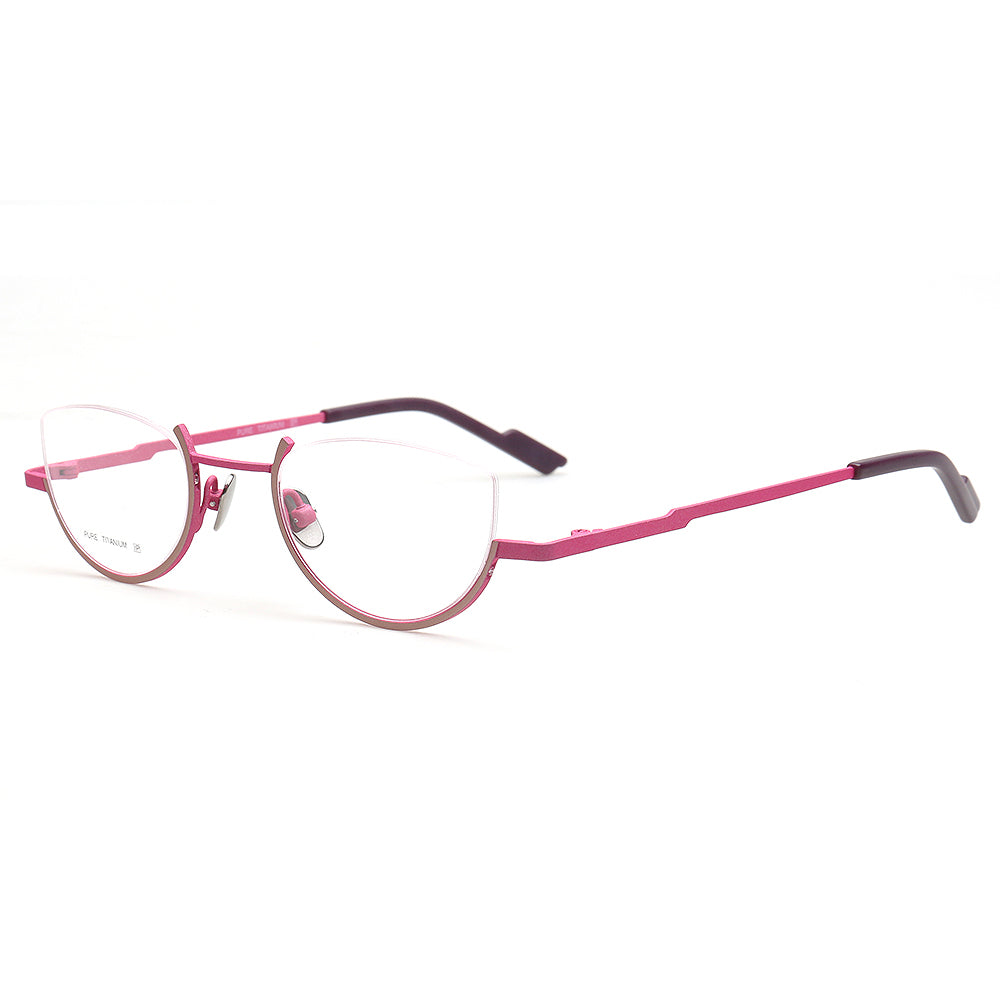 cat eye pink eyeglasses frames titanium