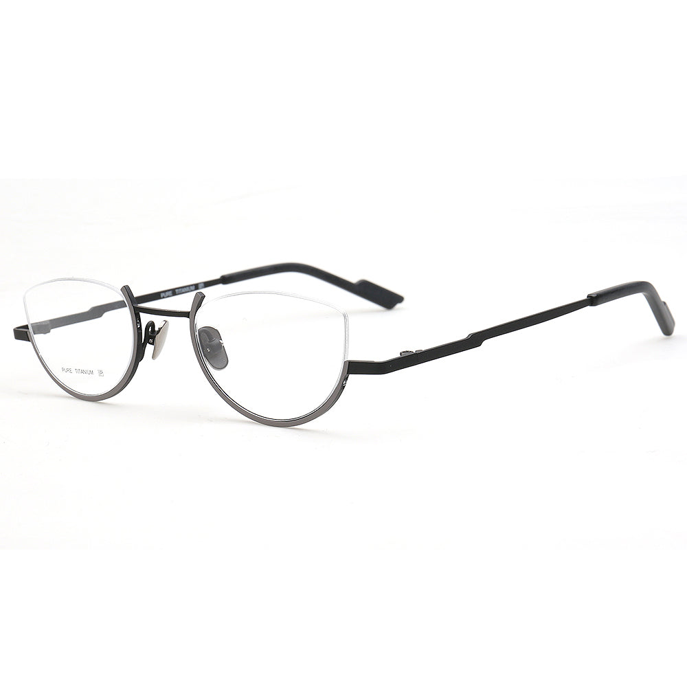 black titanium glasses frames semi rimless