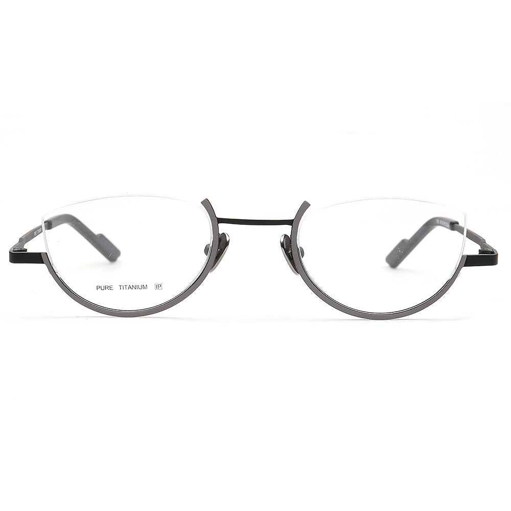 black geometric spectacles half rim