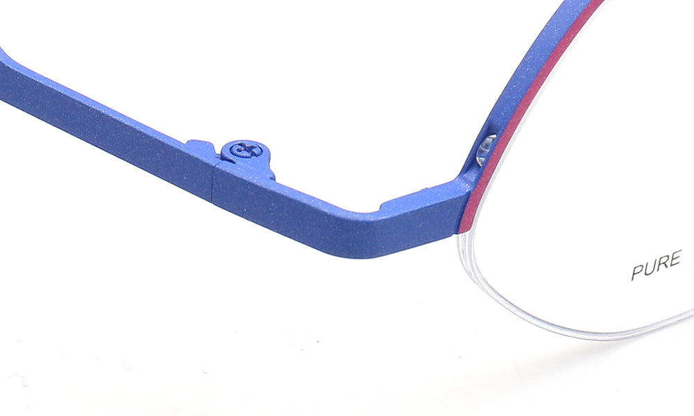 temple of blue titanium eyeglass frames