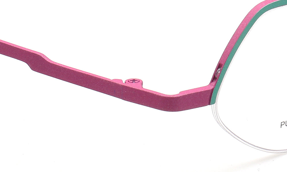 pink temple of half rim titanium eyeglass frames