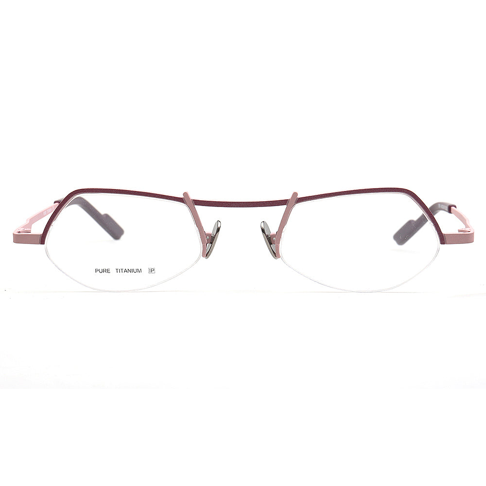 half rim pink titanium glasses frames