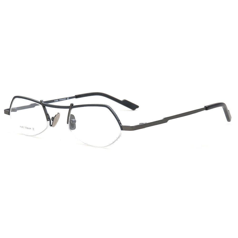 black titanium eyeglass frames semi rimless