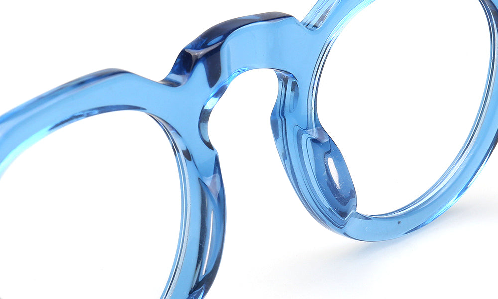 transparent blue bridge of acetate glasses frames