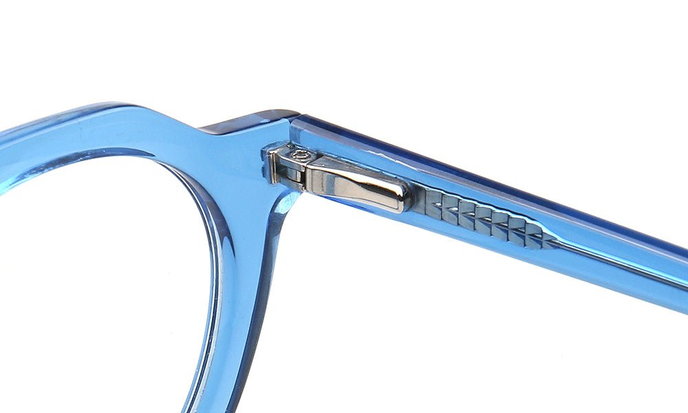 spring hinges of blue vintage eyewear