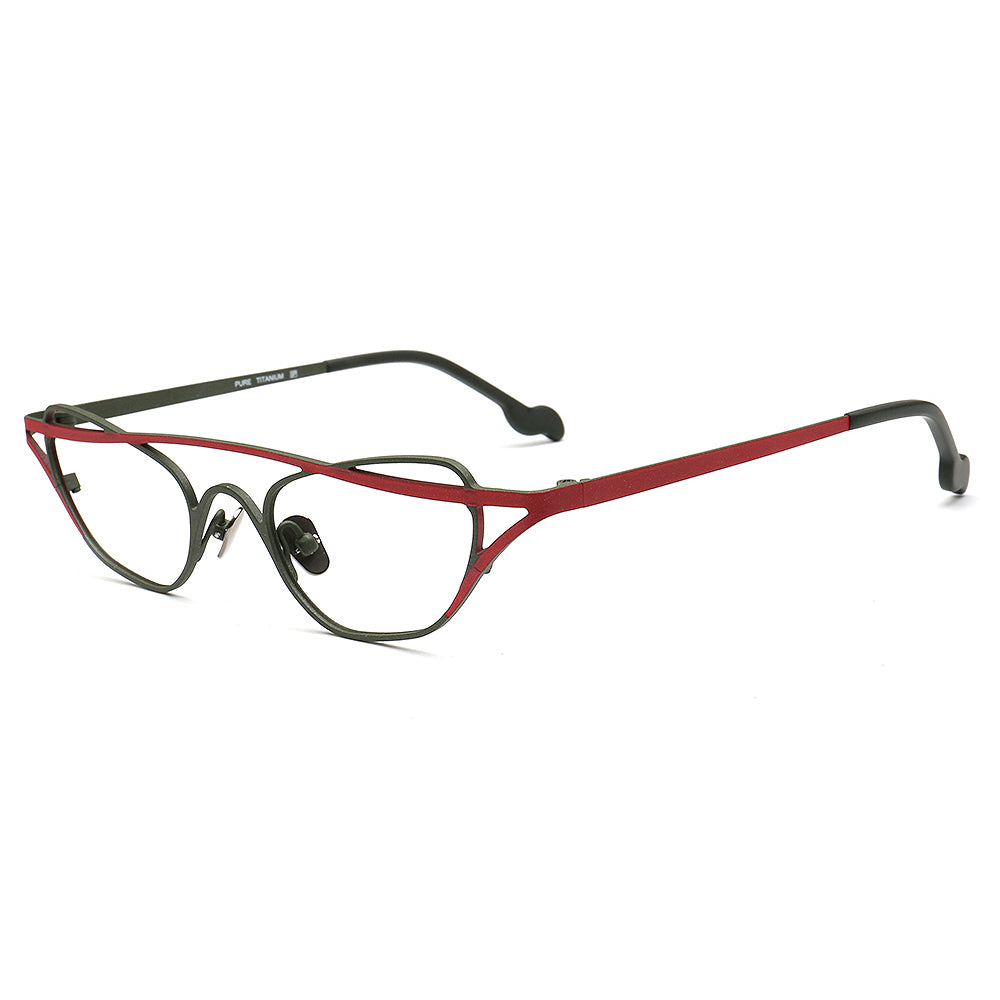 red black cat eye glasses frames titanium